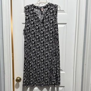 Chico's Geometric Black and White Midi Dress
